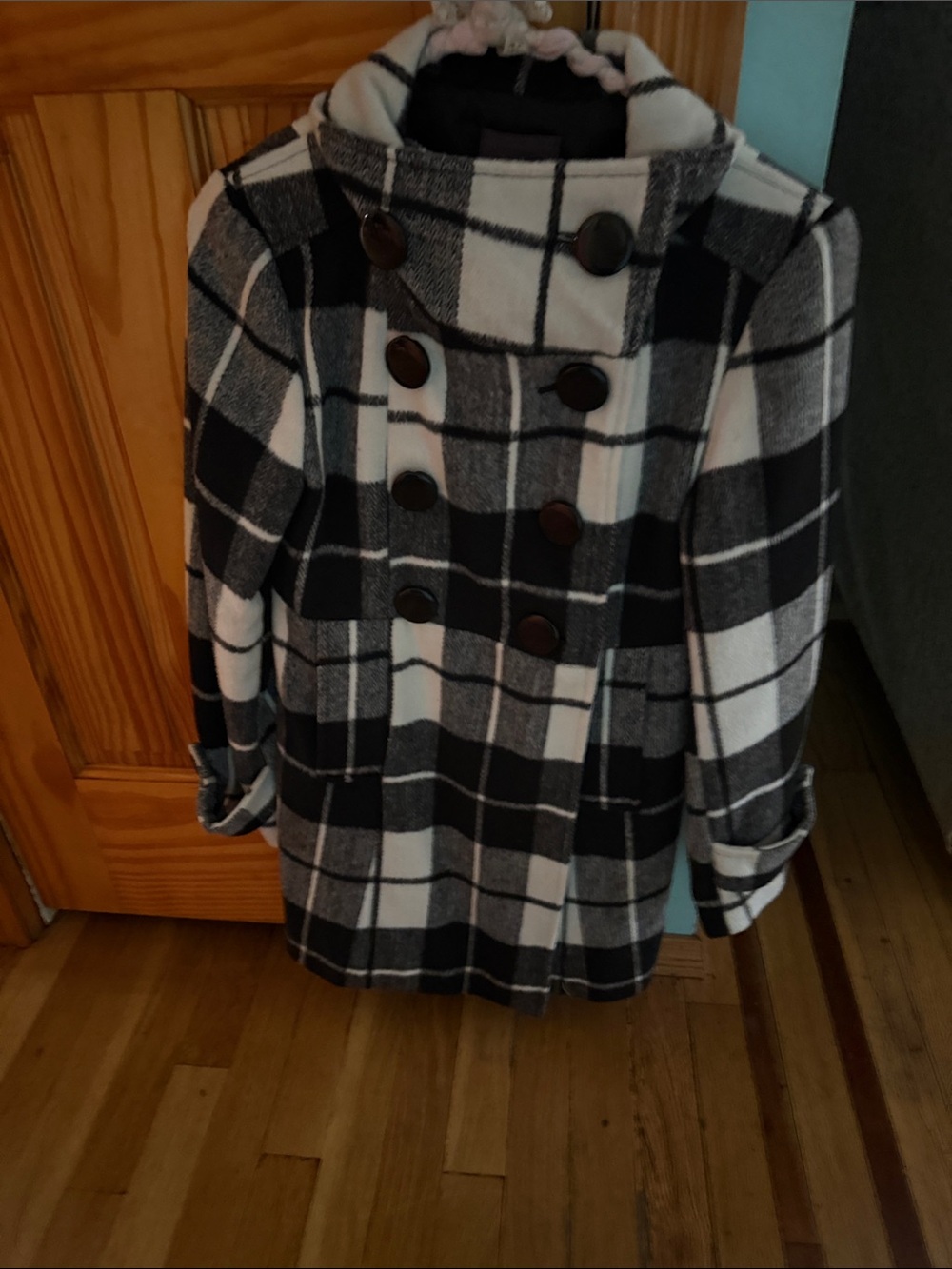 Woman/ Girls XXI Black & White Plaid Double-Breasted Coat size S/P